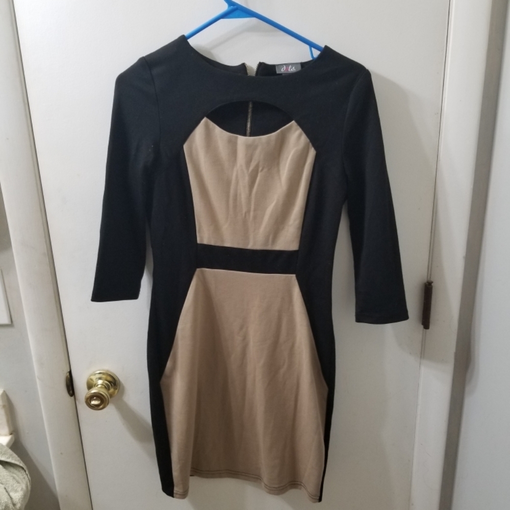 Womens Black and Tan Dress By Dots